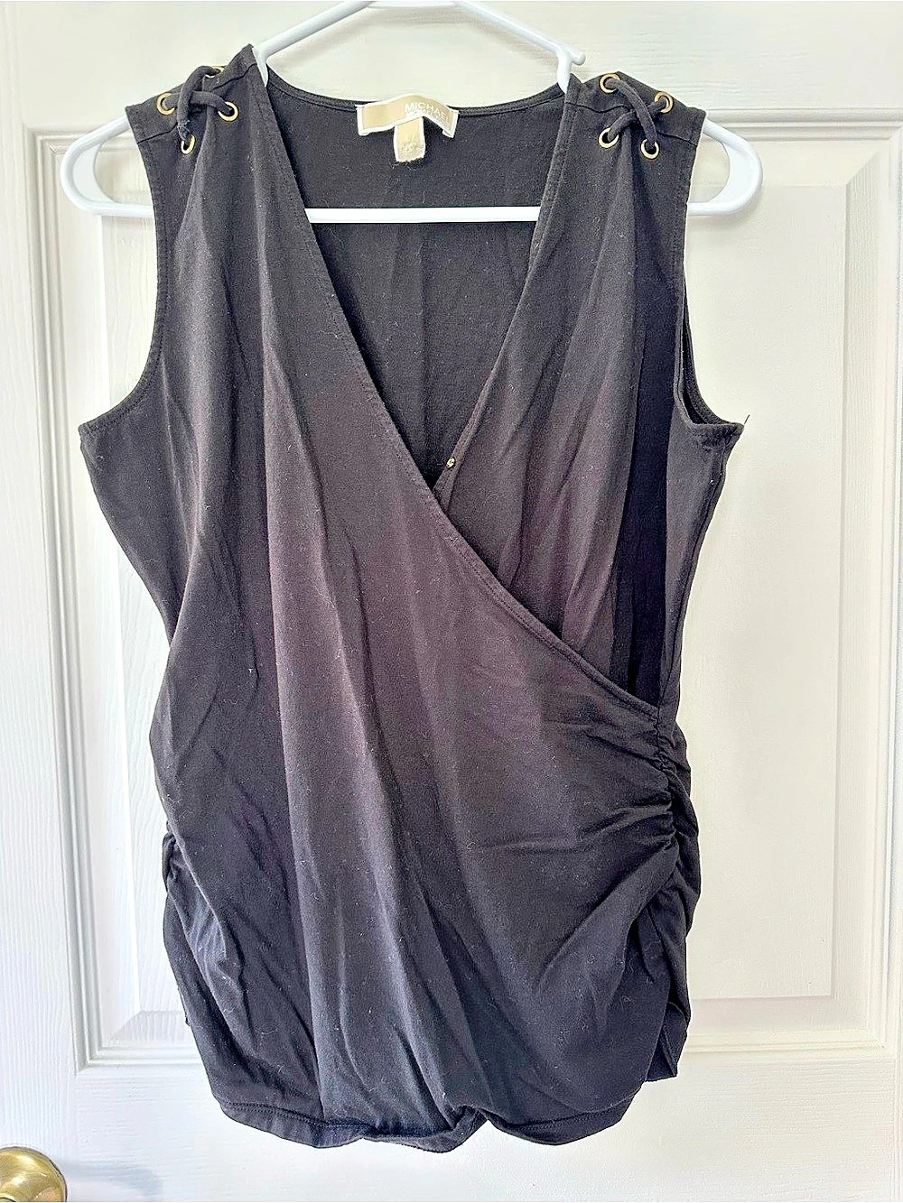 Michael Kors Black Wrap Sleeveless Blouse